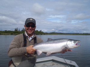 Alaska fly fishing lodge featuring silver salmon fishing